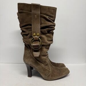 Coach Brown Suede Slouchy Mid-Calf Boots Mid-Calf Heeled Boots Size 8.5